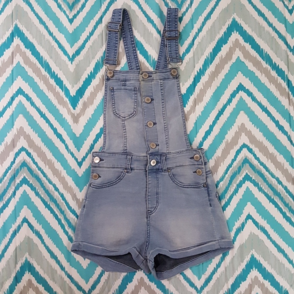 Denim Overall Jumpsuit Short